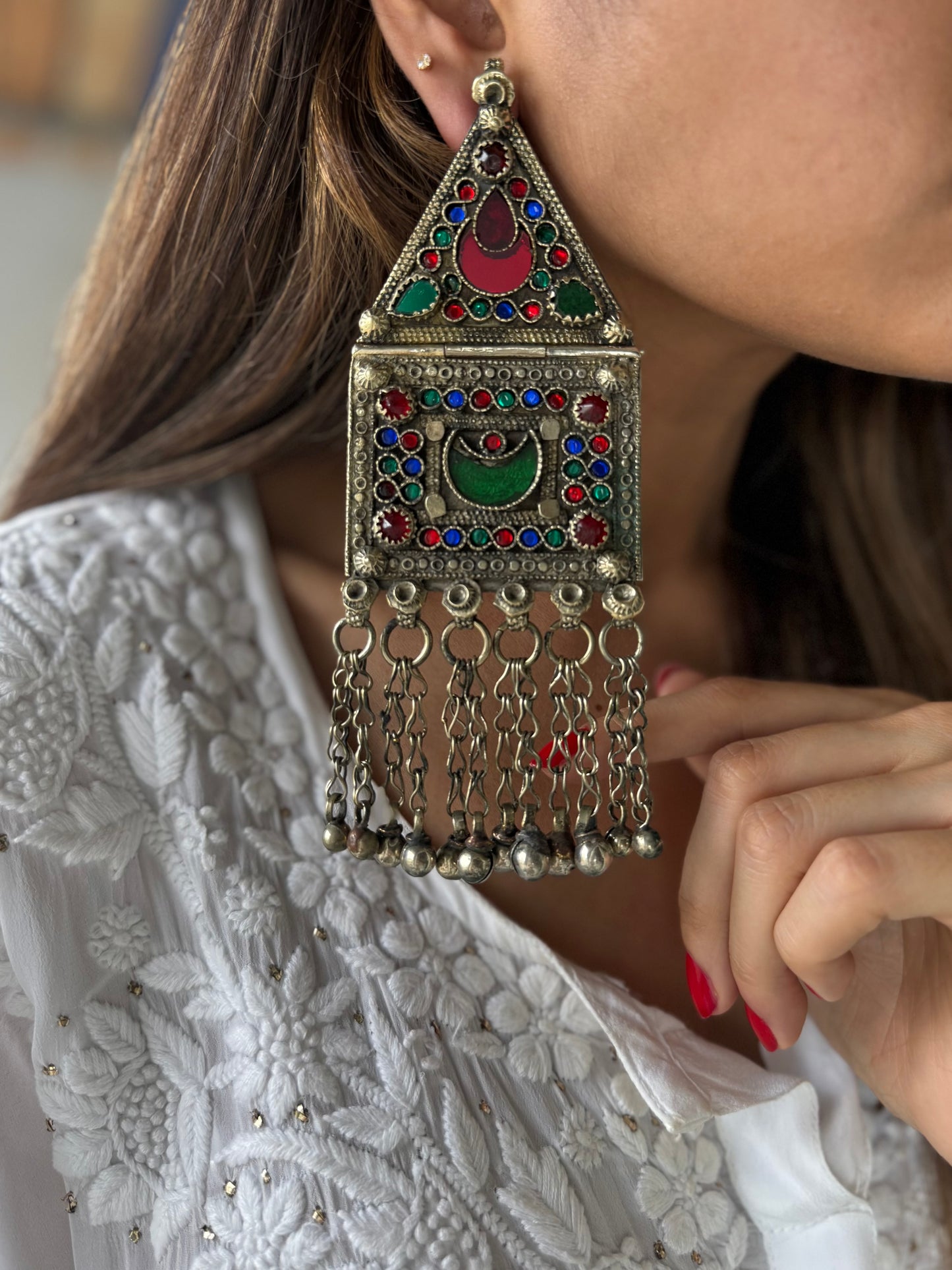 Vintage Afghan Oversize Earrings