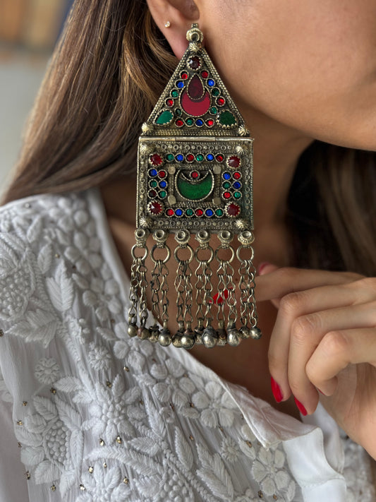 Vintage Afghan Oversize Earrings