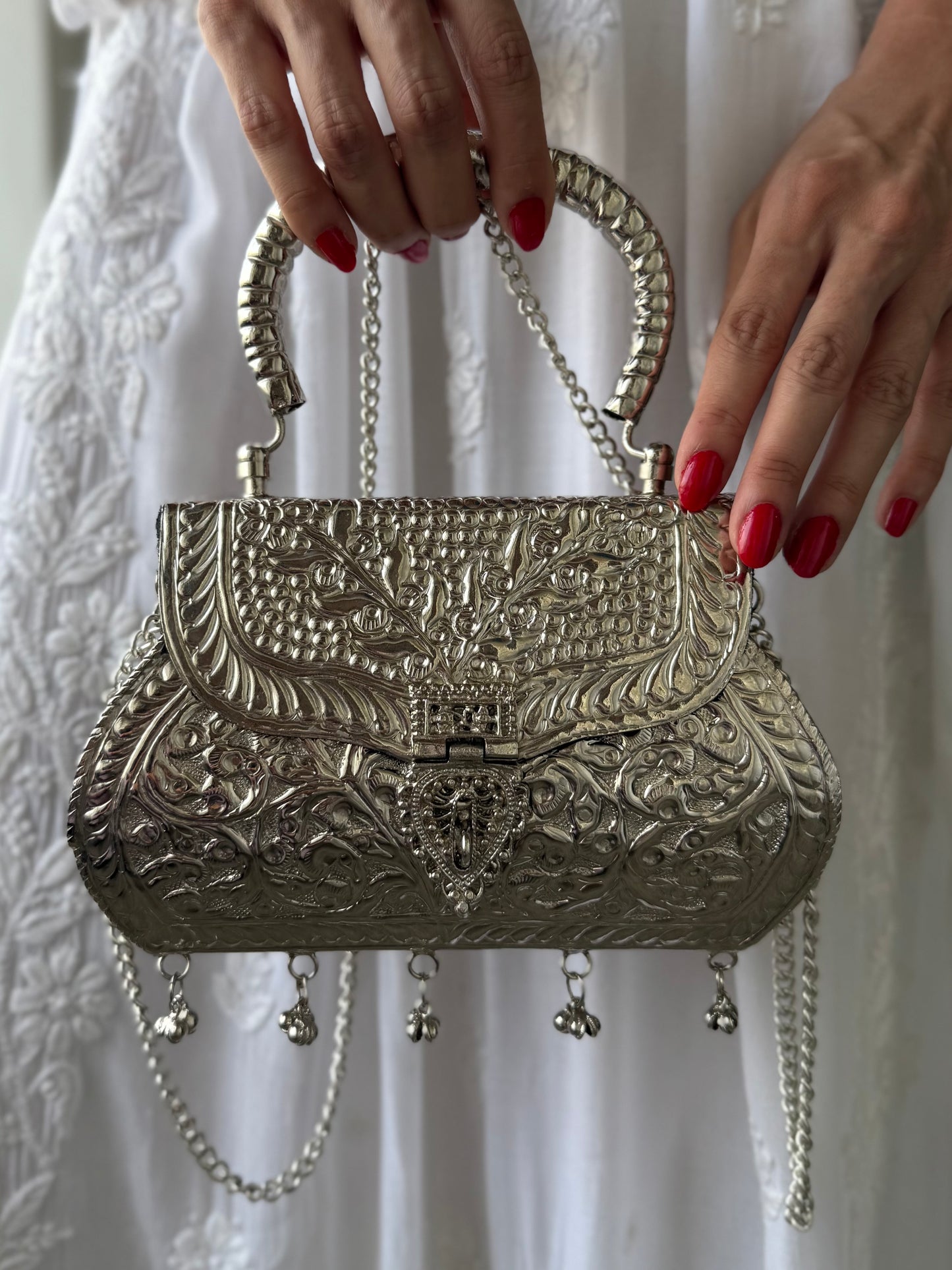 Silver Plated Metal Clutch