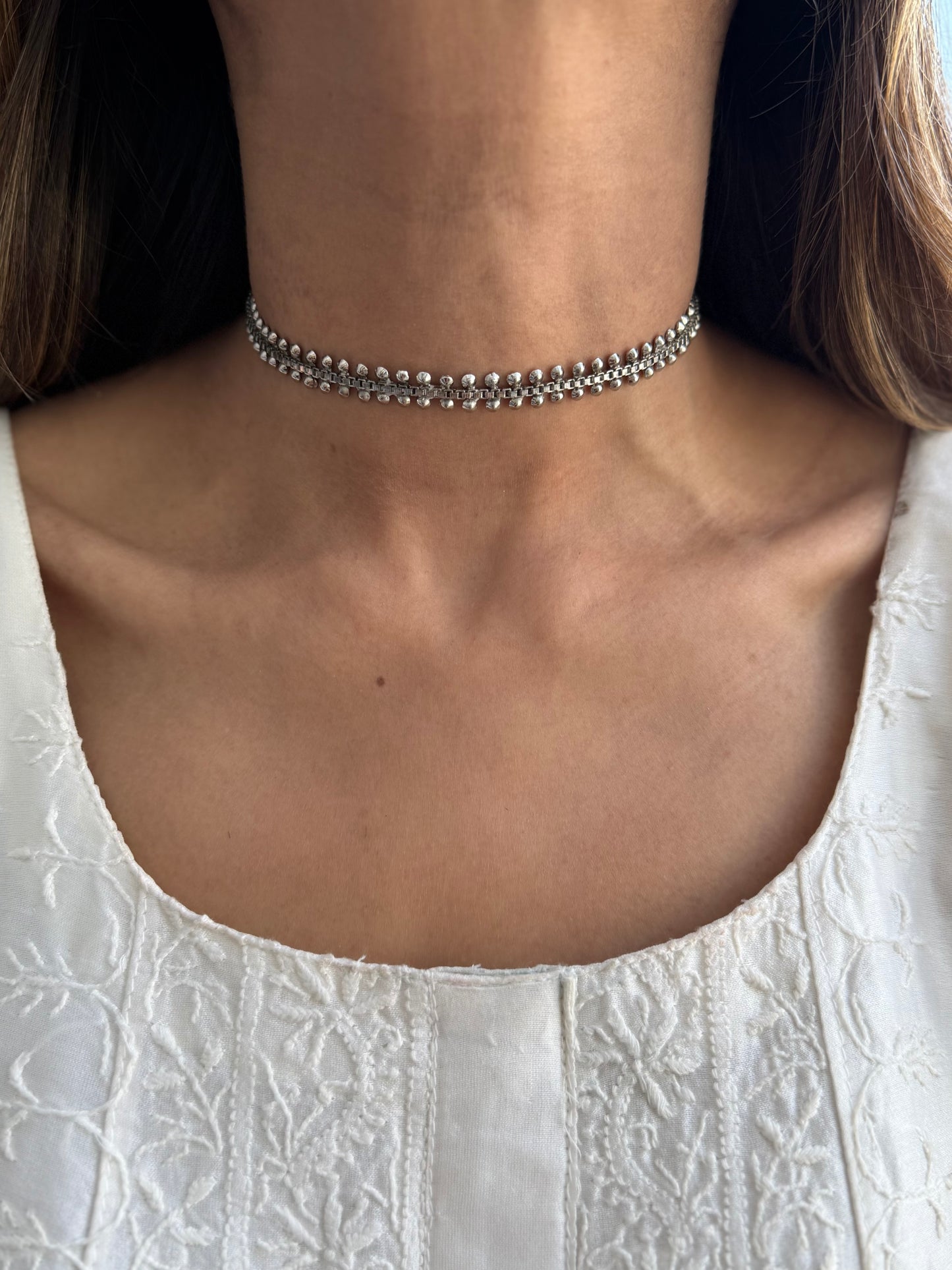 Silver Plated Mehnaz Minimalistic Choker