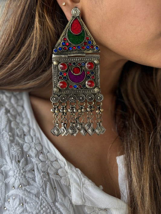 Vintage Afghan Oversized Earrings