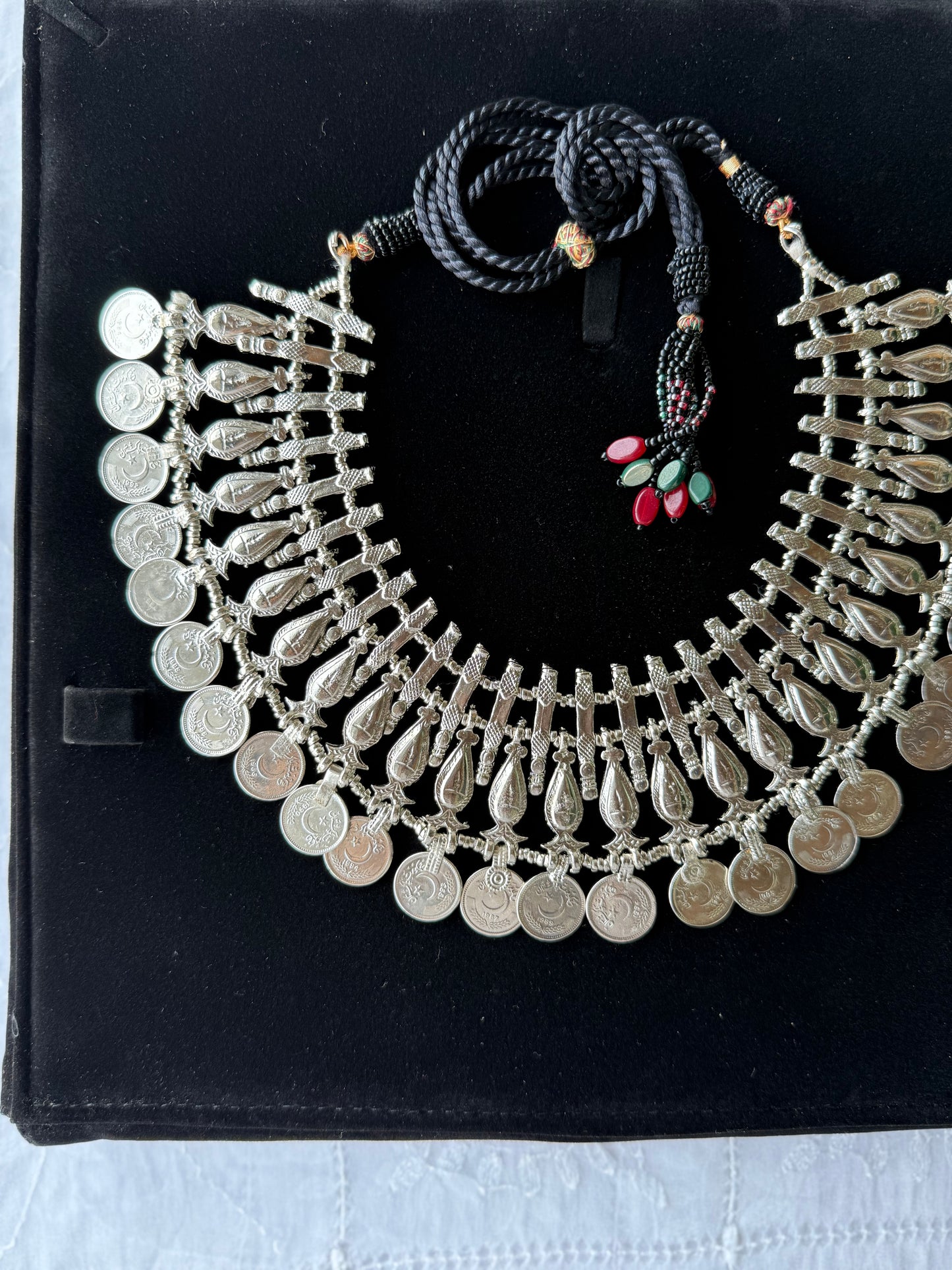 Silver Plated Bib Old coin Choker