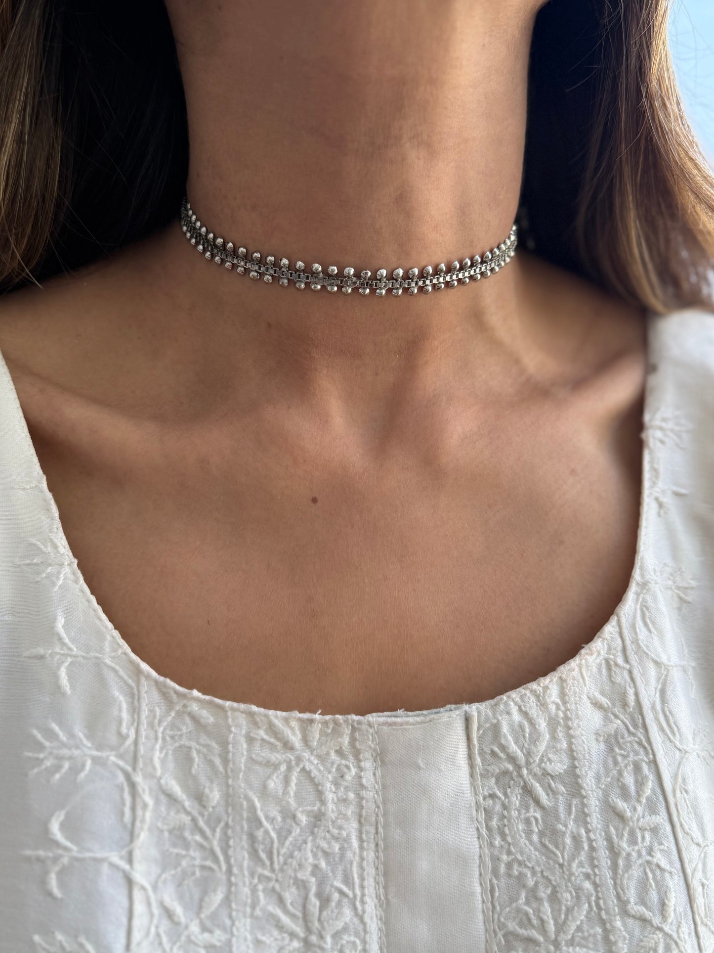 Silver Plated Mehnaz Minimalistic Choker