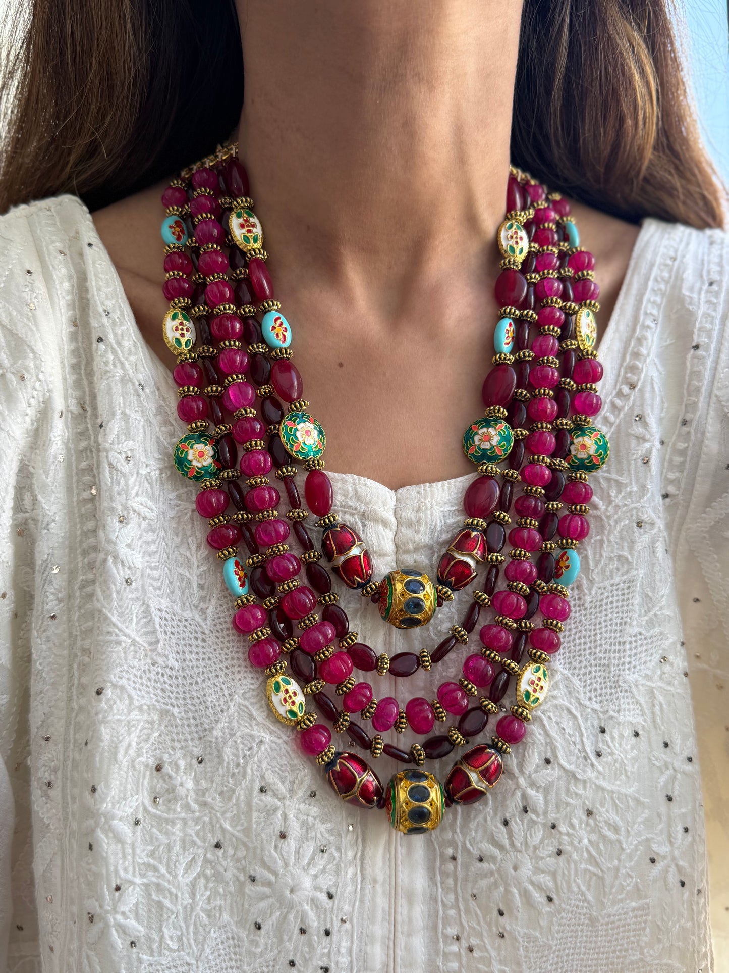Ruby and Fuchsia Mala set