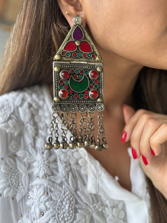 Vintage Afghan Oversize Earrings