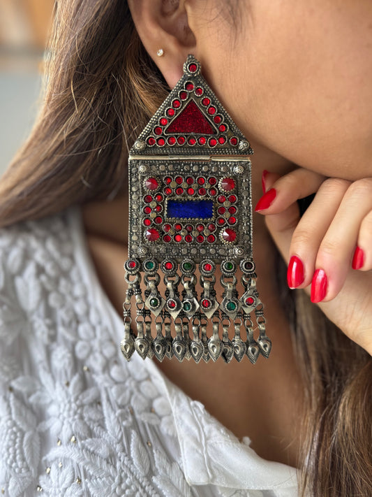 Vintage Afghan Oversize Earrings