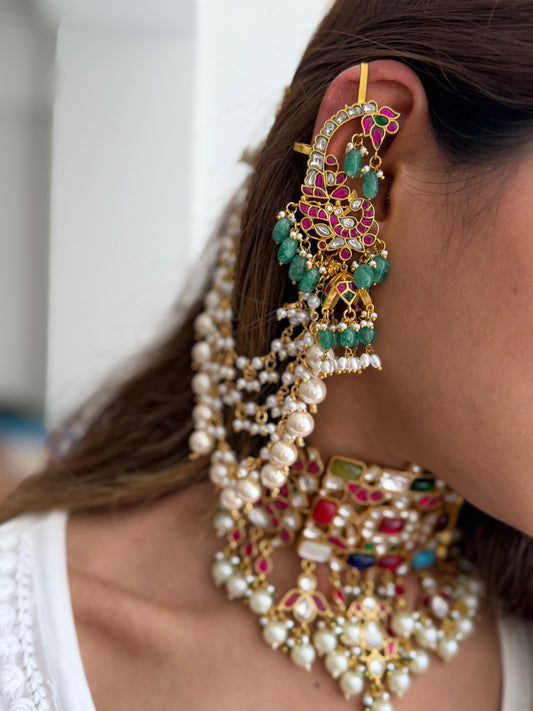 Gold Plated Peacock Earcuffs with Saharey