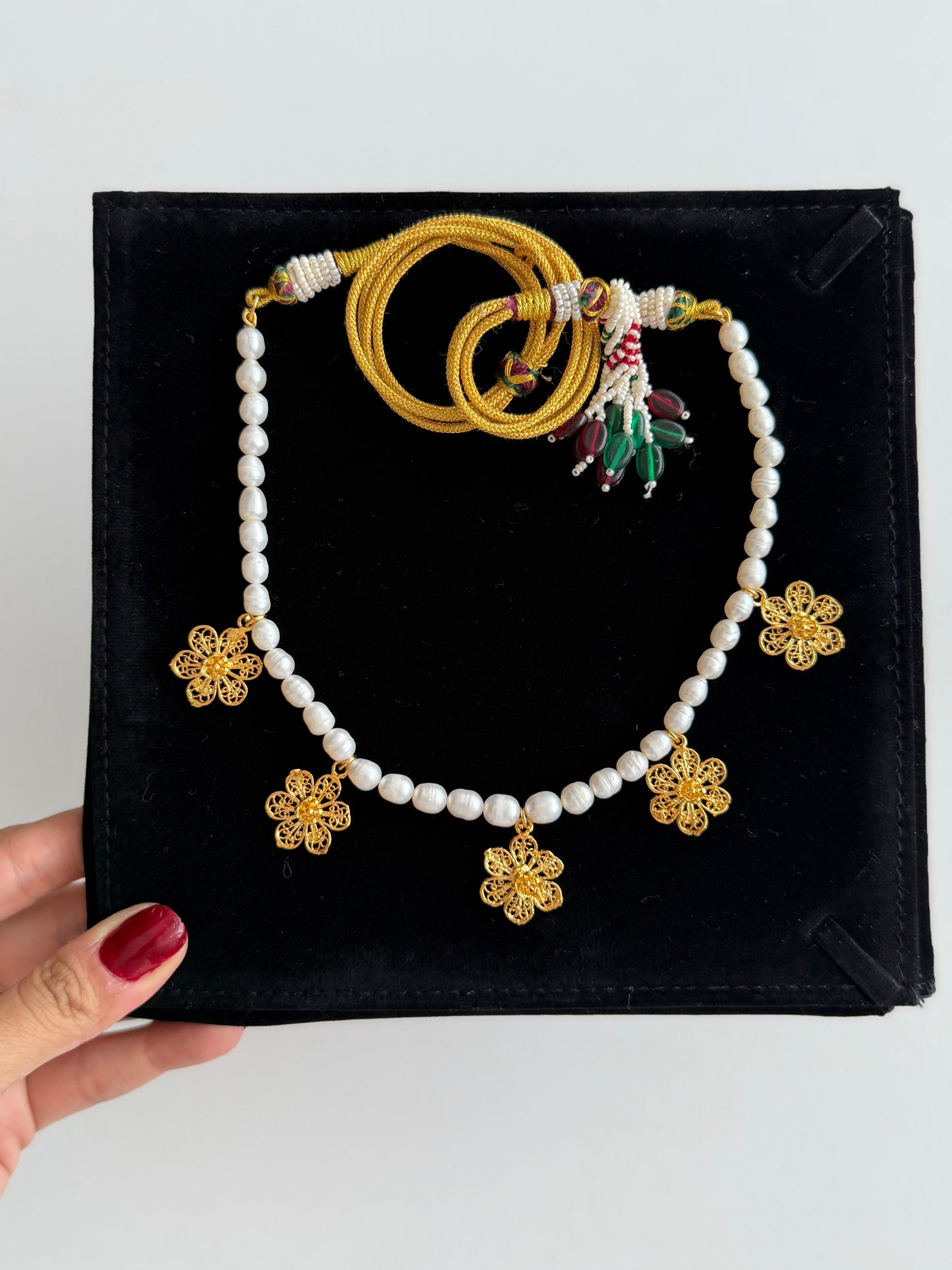 Real Fresh Water Pearl & Gold Plated Filigree Choker