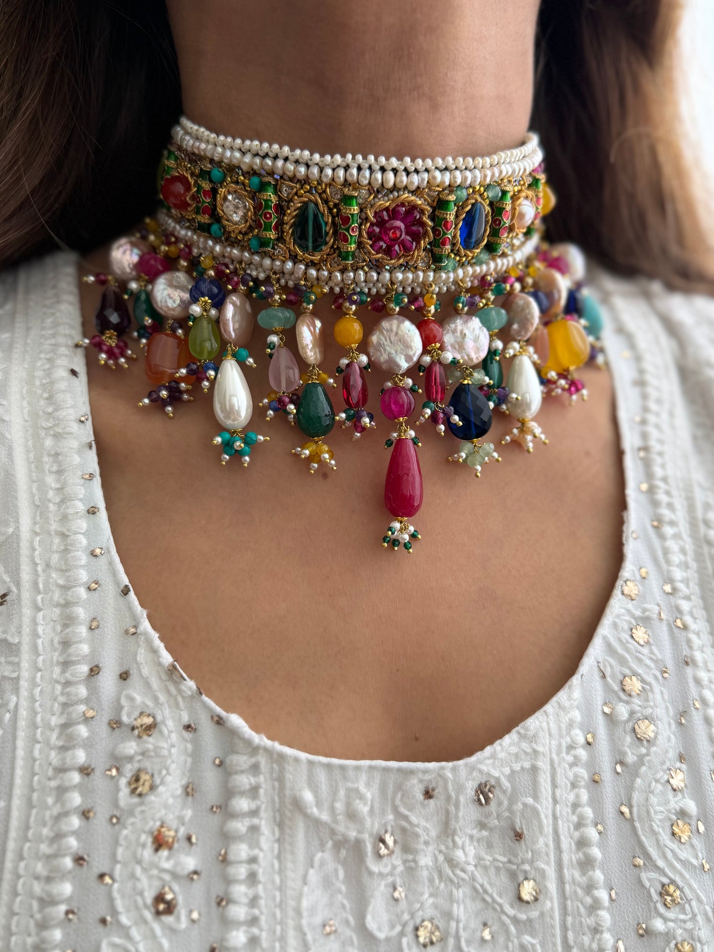 Handmade Zardoozi Basant Choker