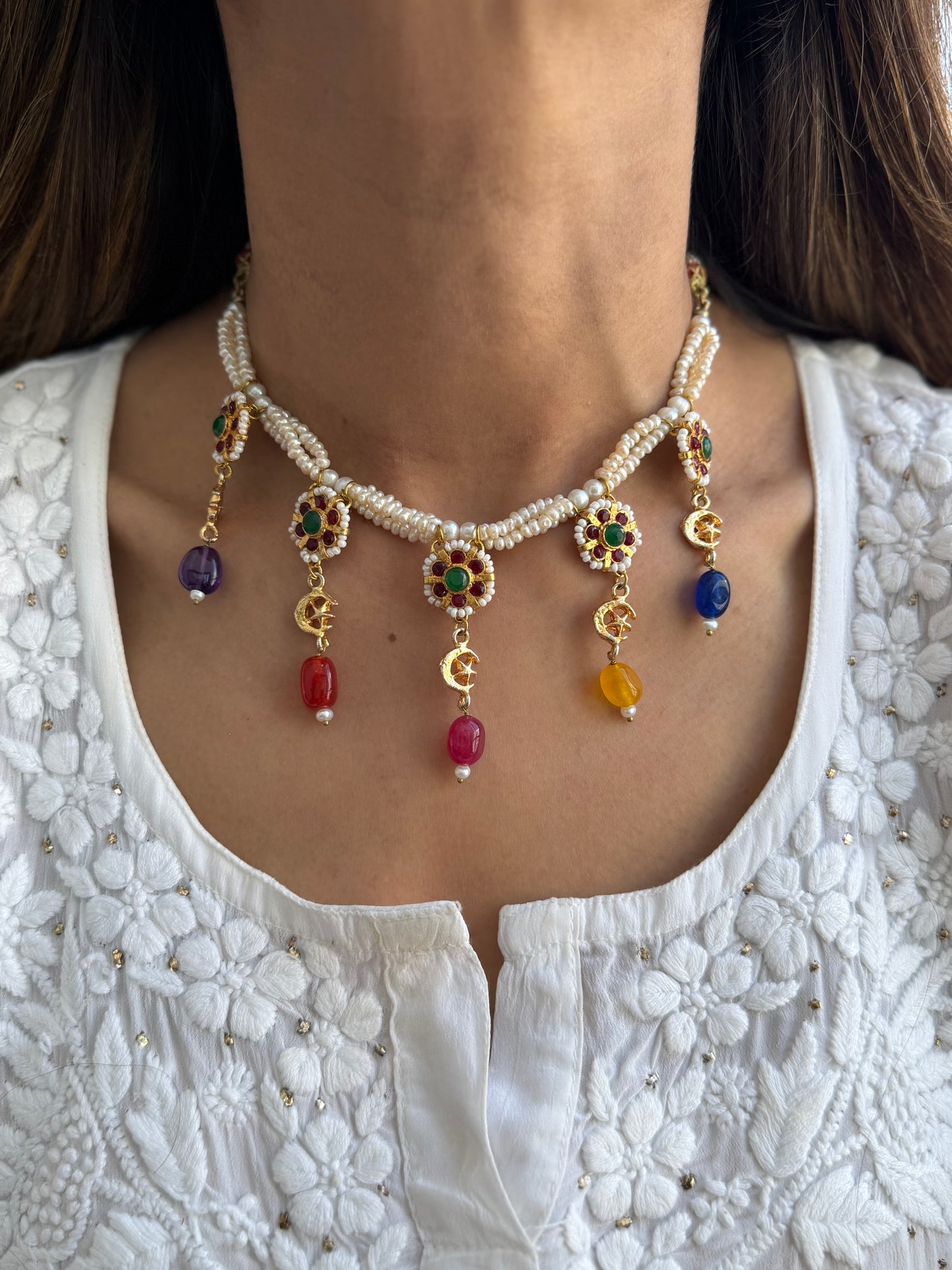 REAL FRESH WATER PEARL Meena choker (Gold Plated)