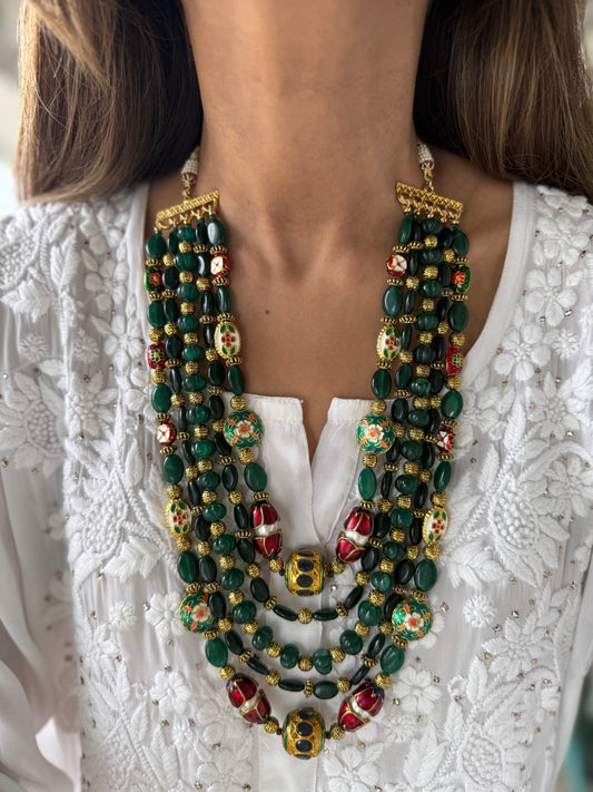 Royal Emerald Meena Mala Set