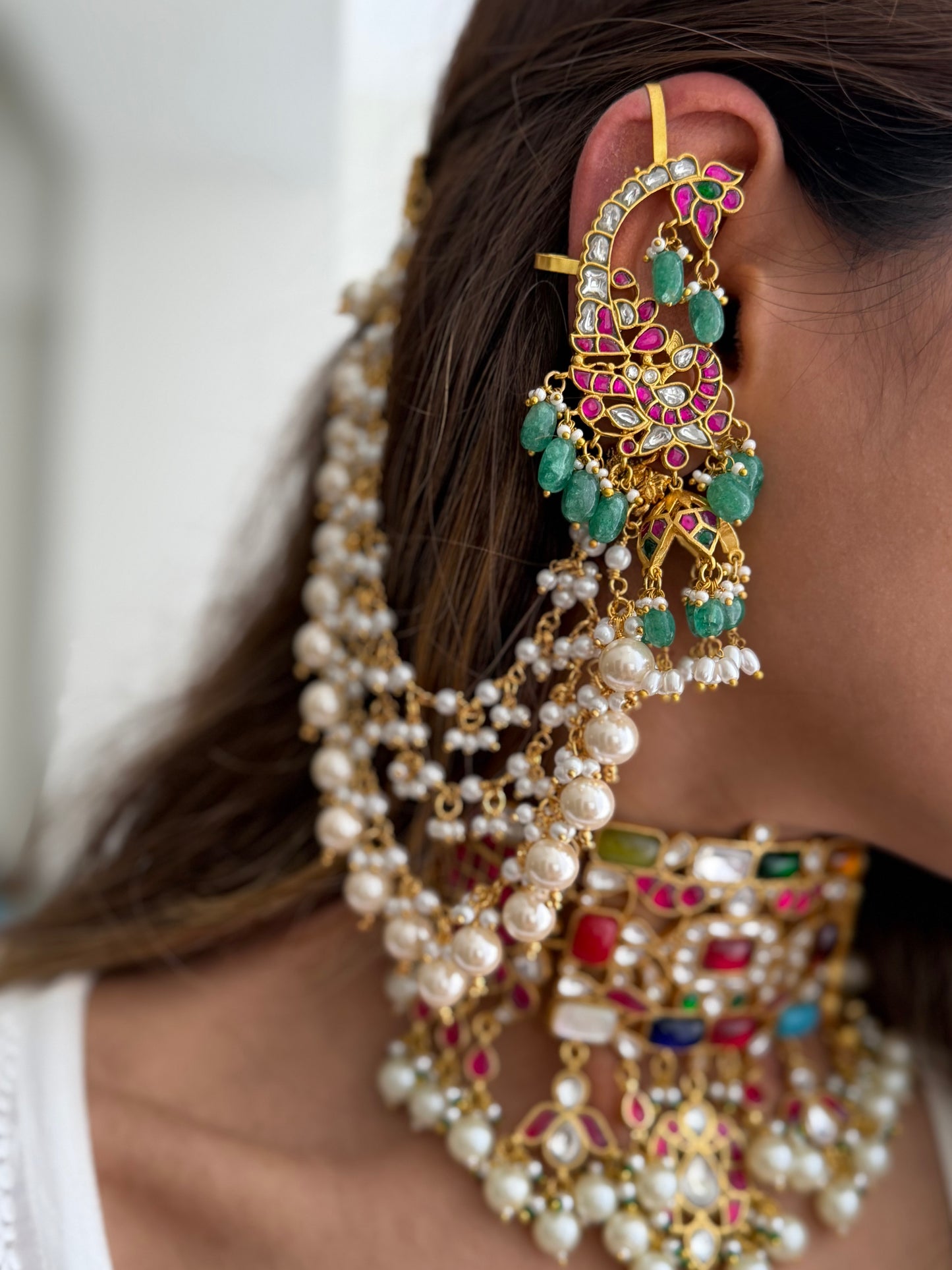 Gold Plated Peacock Earcuffs with Saharey