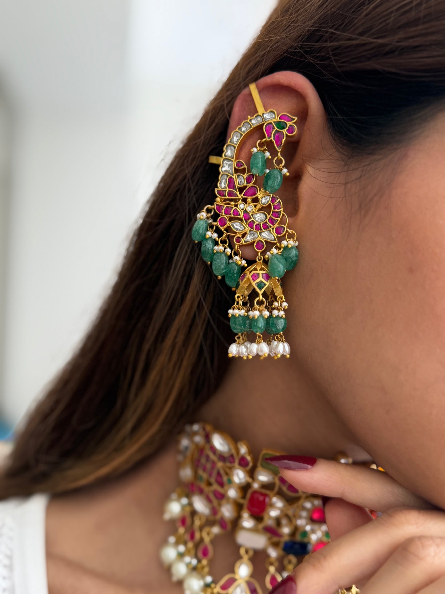Gold Plated Peacock Earcuffs