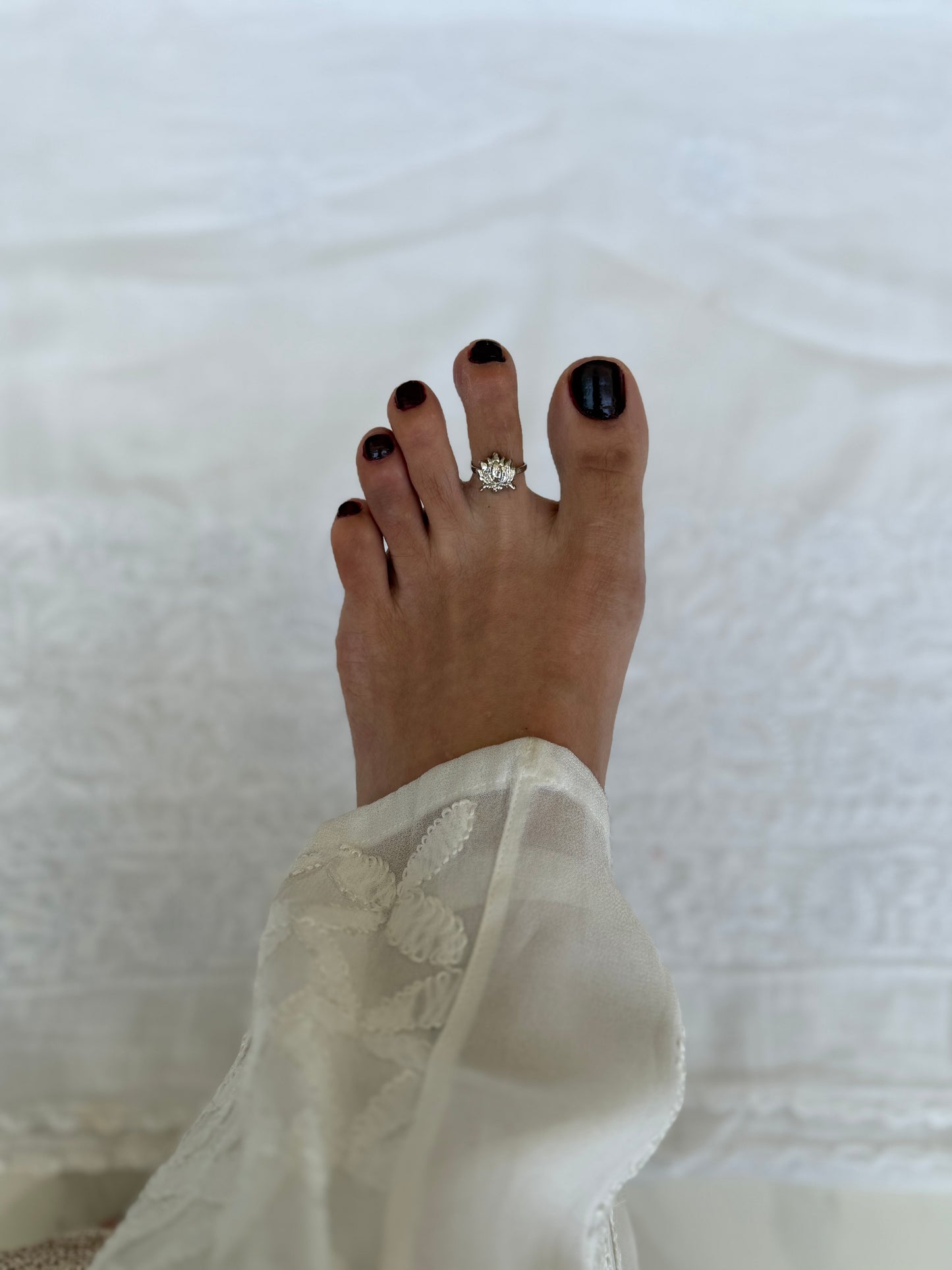 Silver Plated Lotus Toe Ring