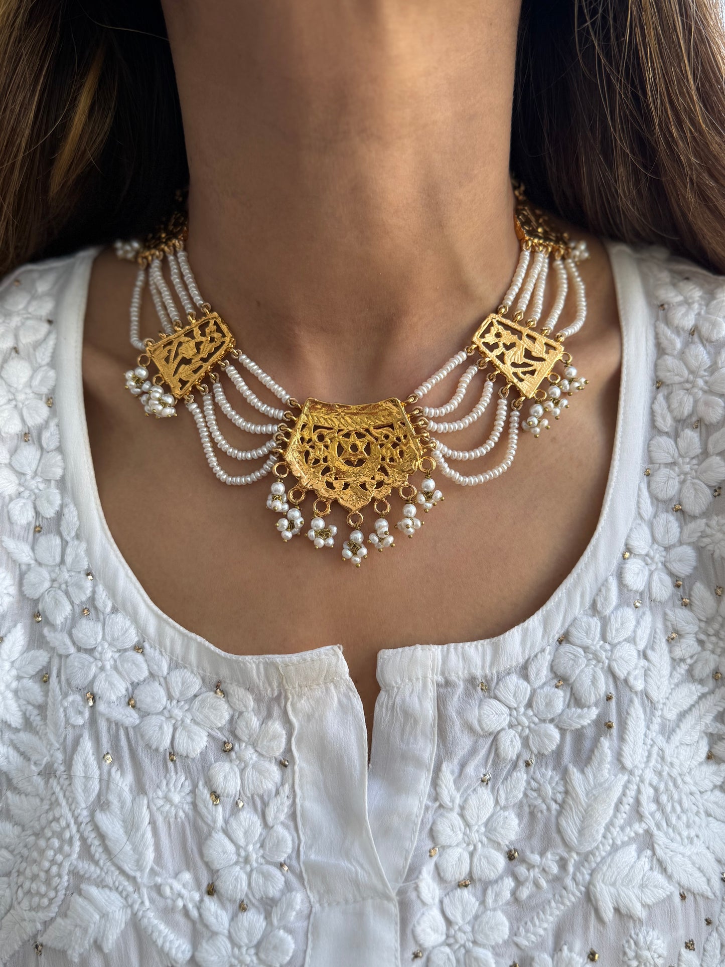 Old Chandtara GOLD plated Pearl Choker