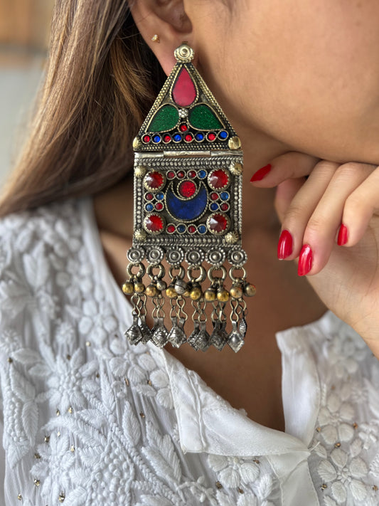 Vintage Afghan Oversize Earrings