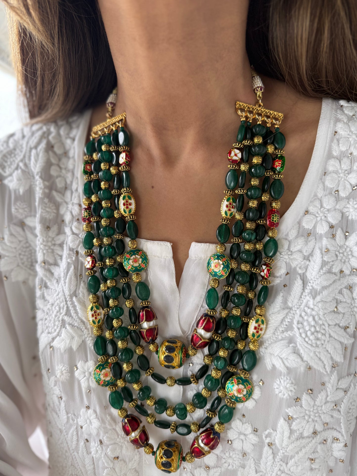 Royal Emerald Meena Mala Set