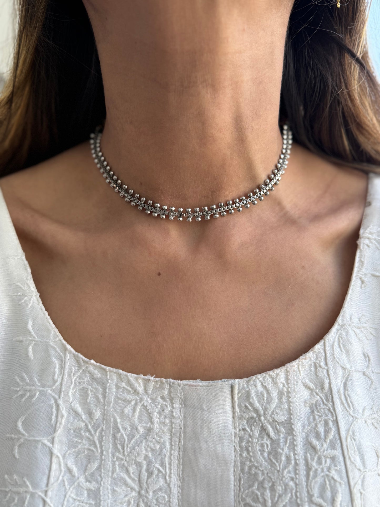 Silver Plated Mehnaz Minimalistic Choker
