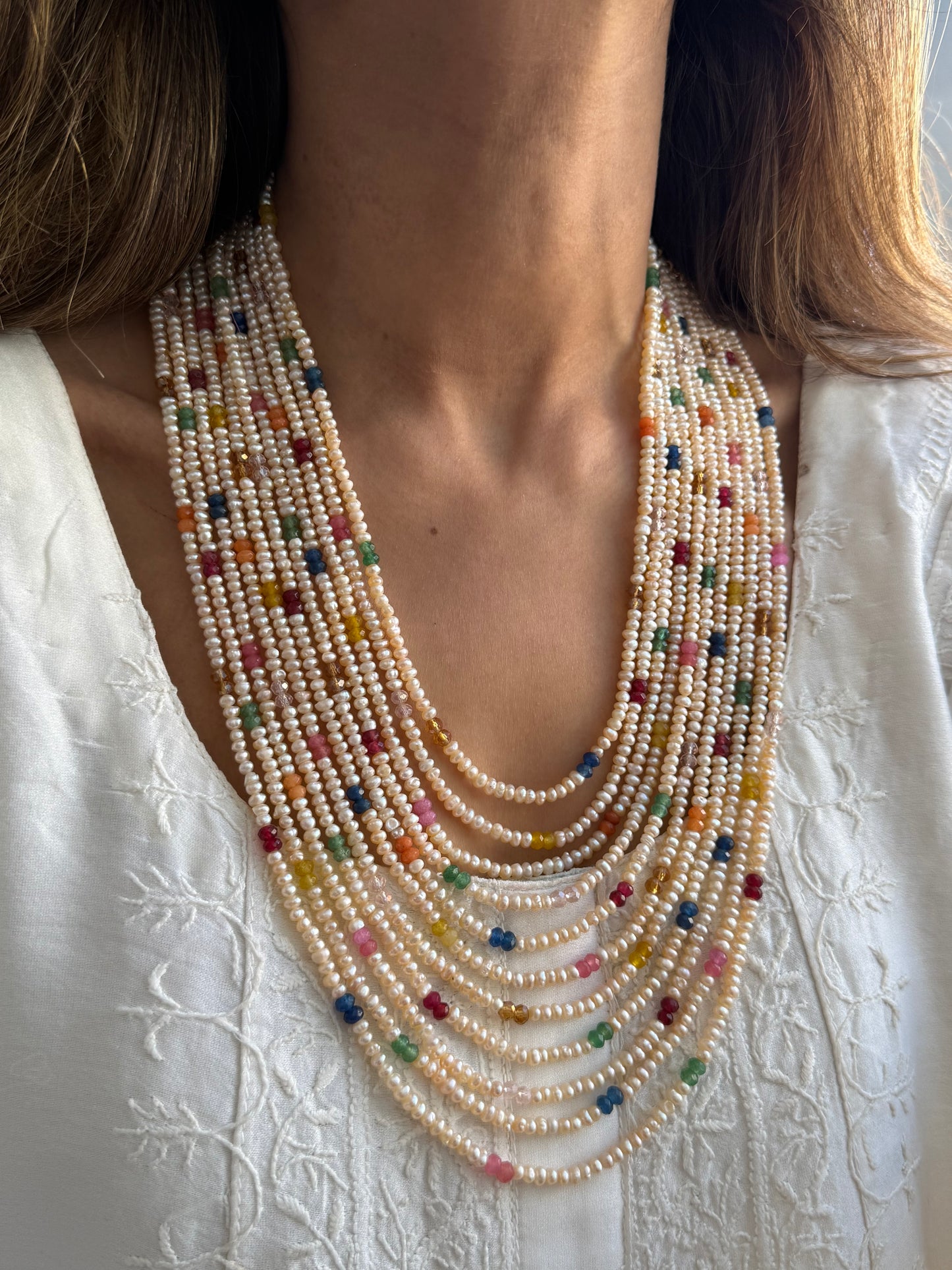 Gold Plated Real Fresh Water Pearl Mala