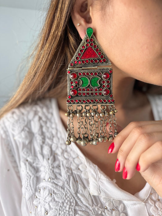 Vintage Afghan Oversize Earrings