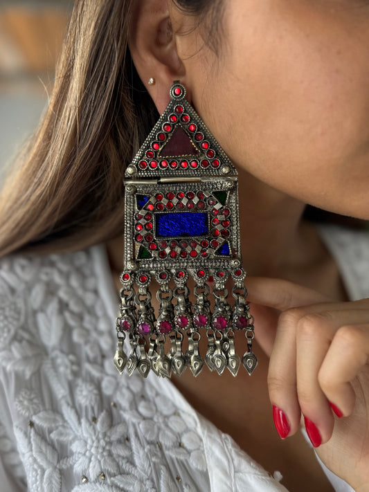 Vintage Afghan Oversize Earrings