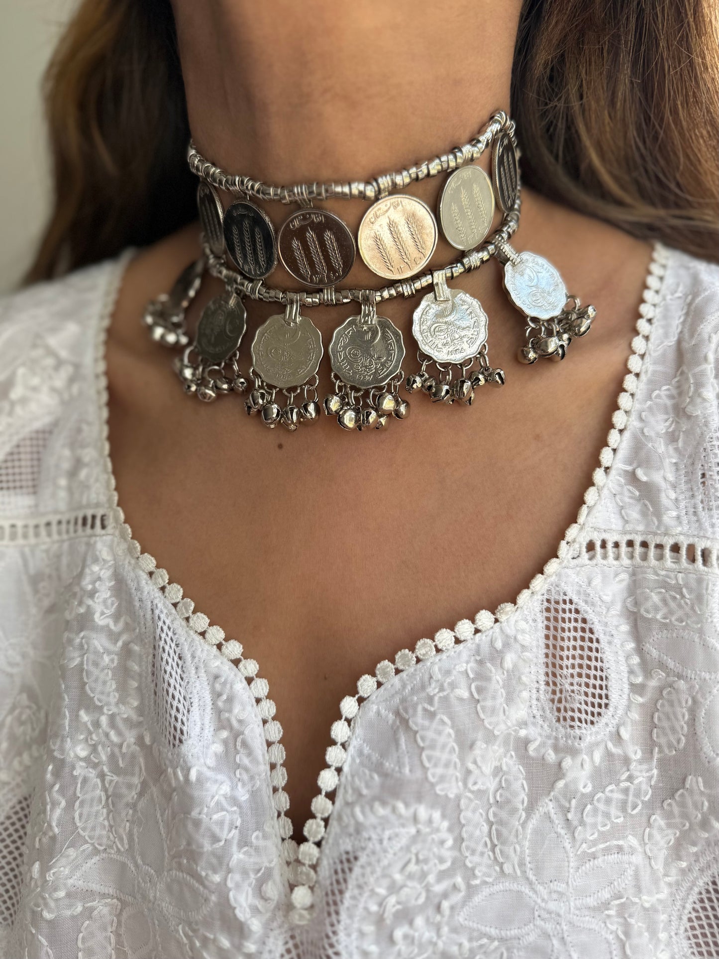 Silver plated Old coin choker