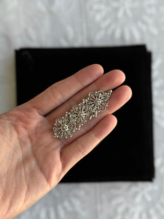 Silver Plated Filigree Hairclip (Single piece)