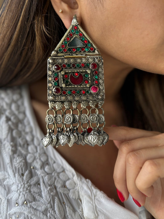 Vintage Afghan Oversized Earrings