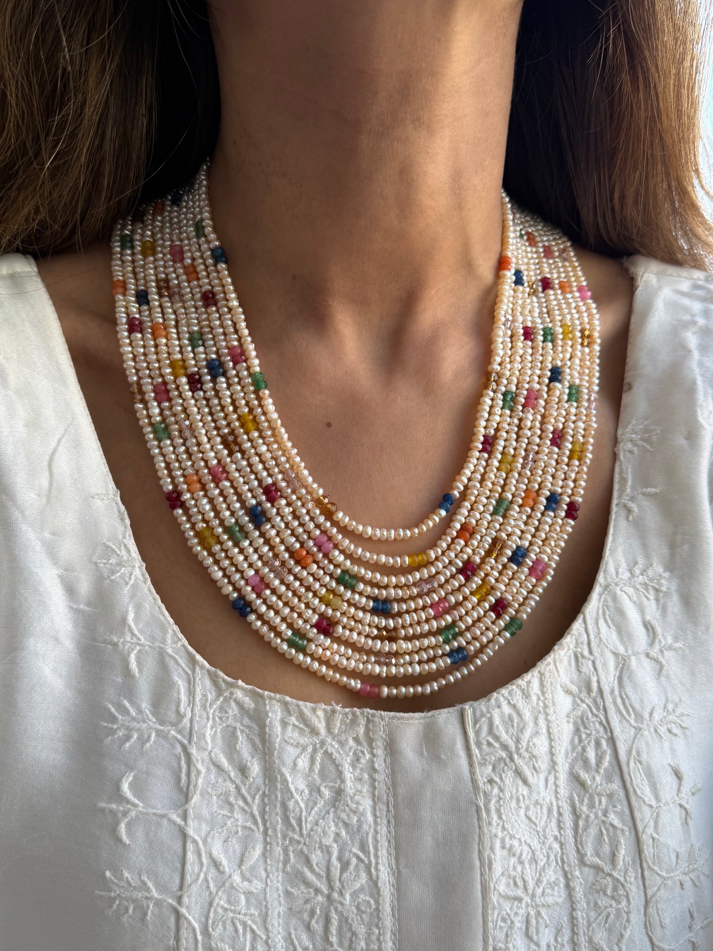 Gold Plated Real Fresh Water Pearl Mala