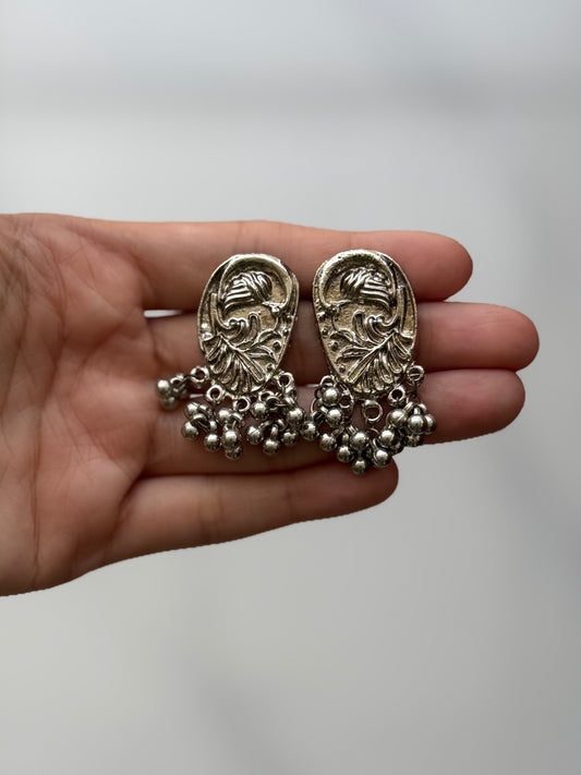 Silver plated Peacock Studs