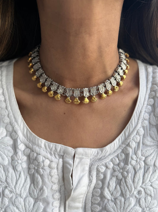 Silver and Gold Plated Lotus Choker