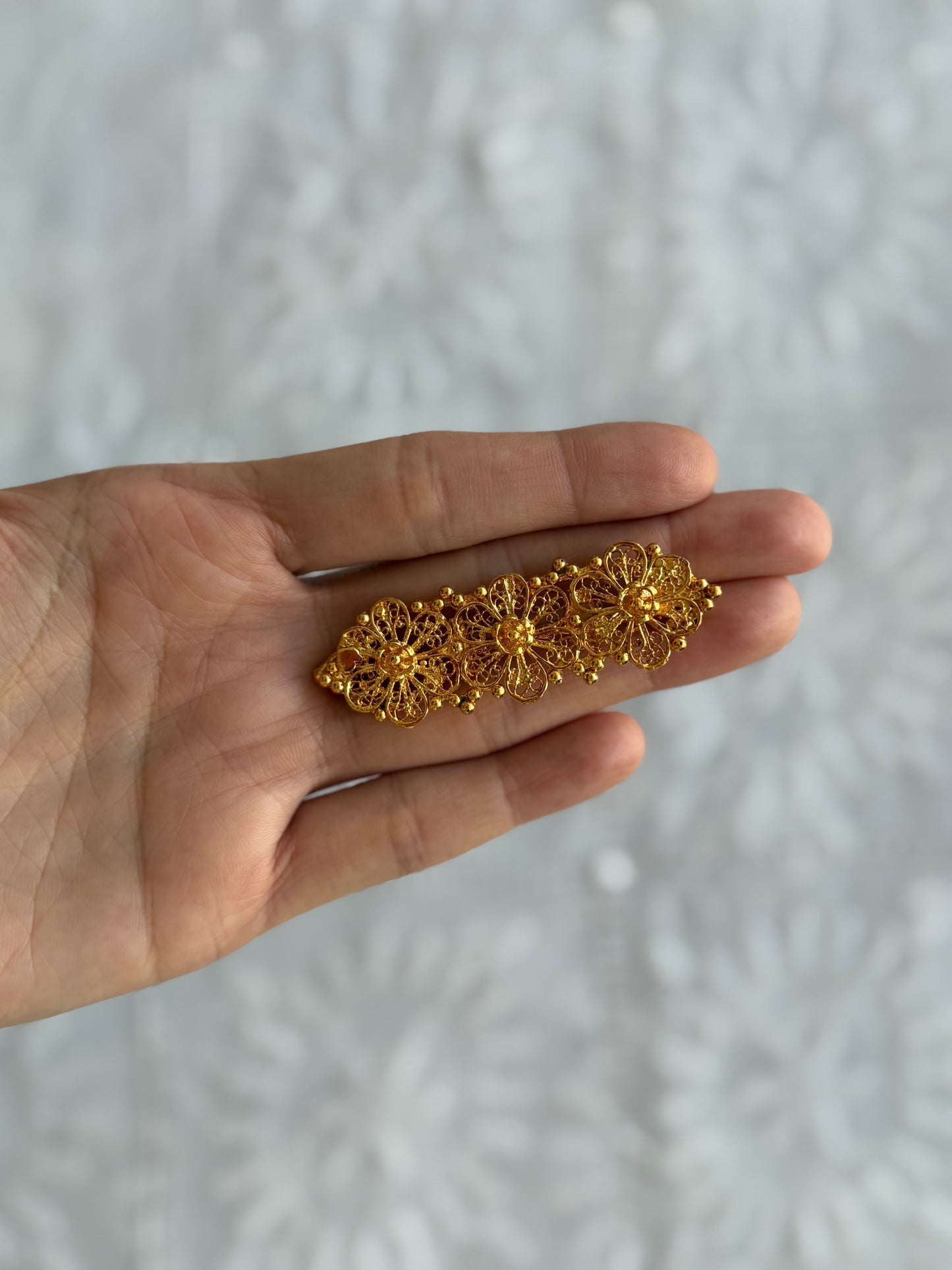 Gold Plated Filigree Hairclip (single piece)