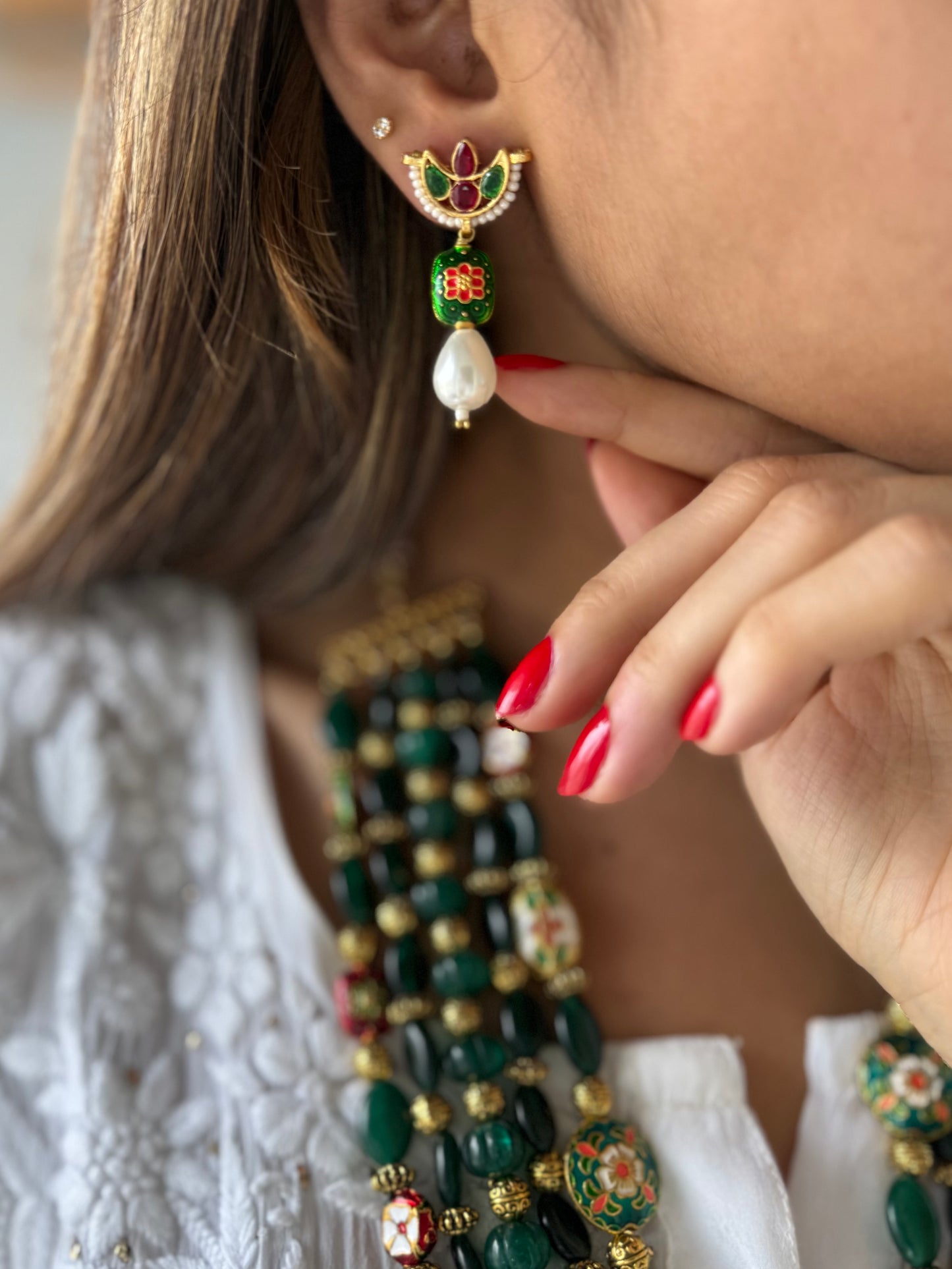 Royal Emerald Meena Mala Set