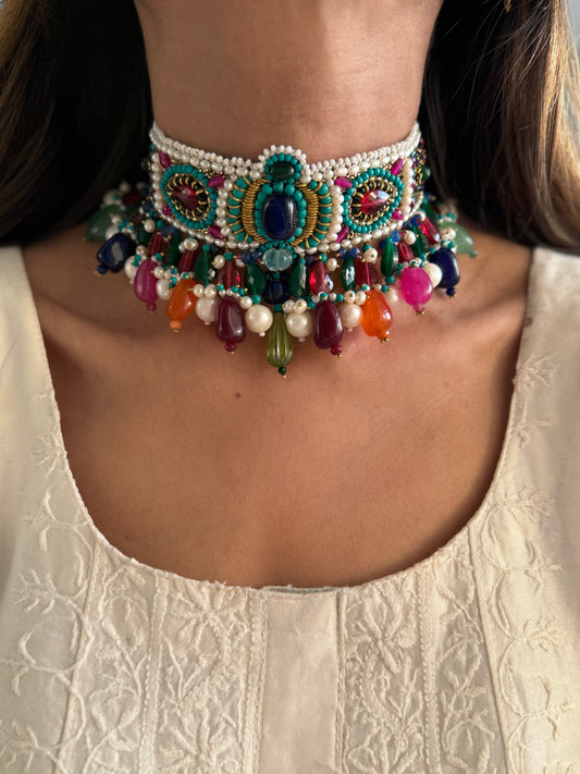 Zardoozi Azrak-e-Zamarud Choker