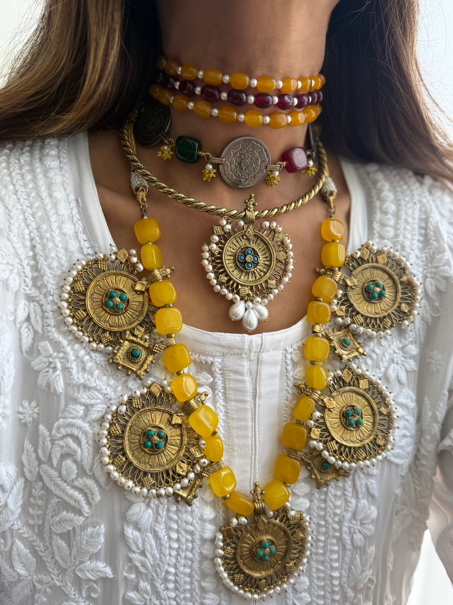 Set of FOUR NECKPIECES & Earrings