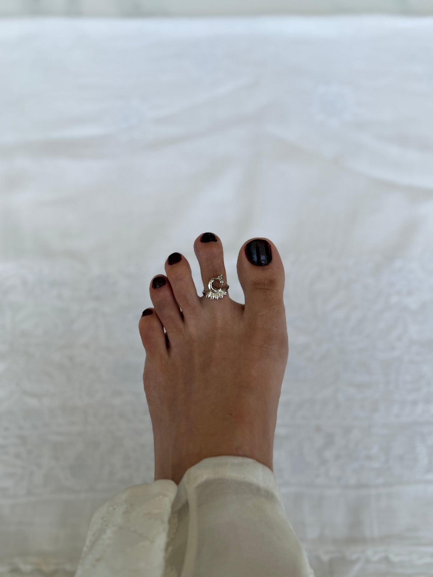 Silver Plated Peacock Toe Ring