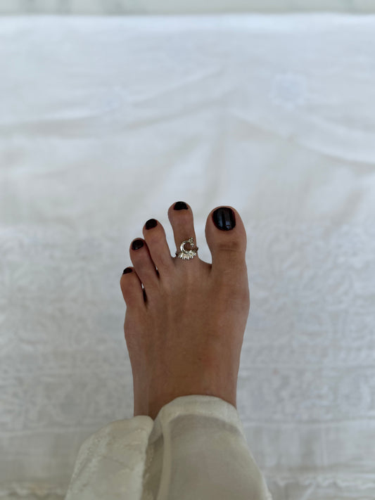 Silver Plated Peacock Toe Ring