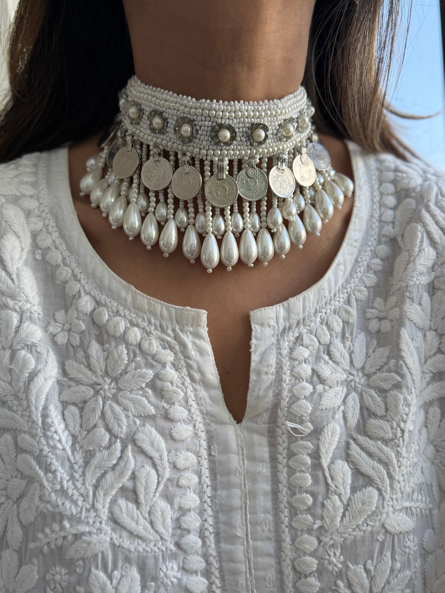 Zardoozi Pearl x Coin Choker