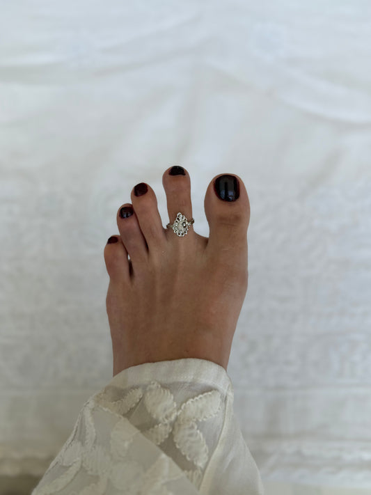 Silver Plated Peacock Toe Ring