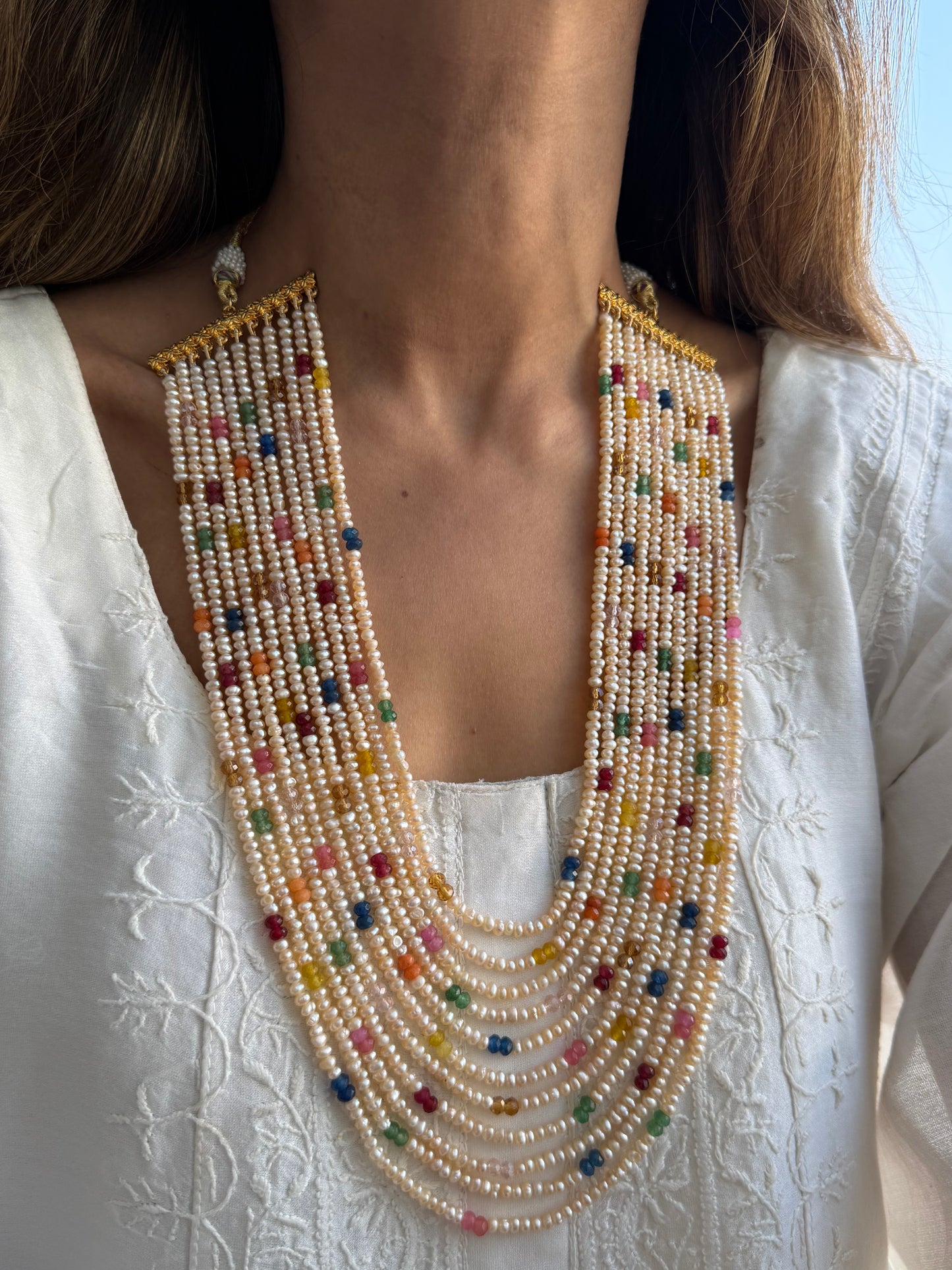 Gold Plated Real Fresh Water Pearl Mala