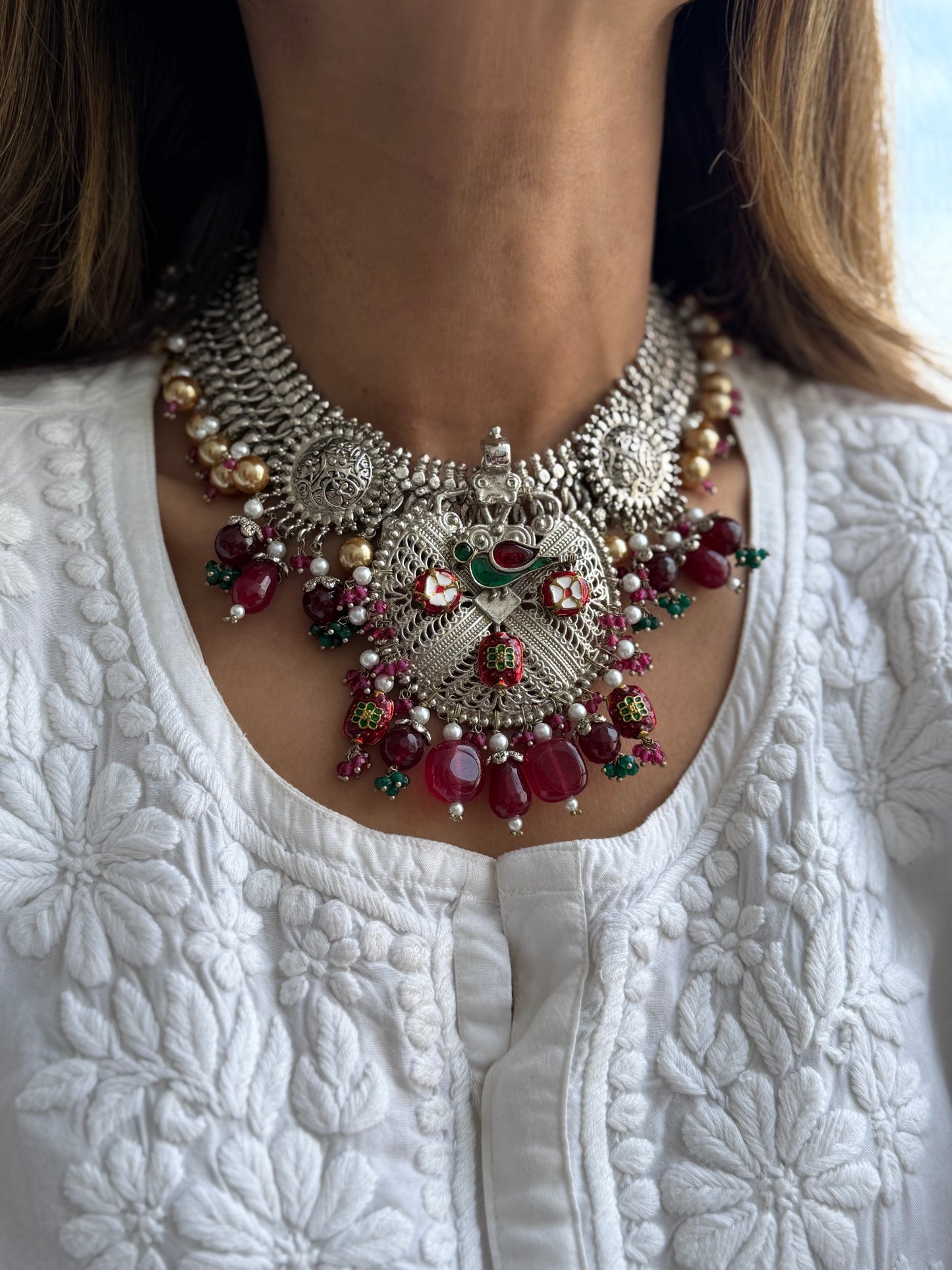 Quirky Charm Fuchsia Choker