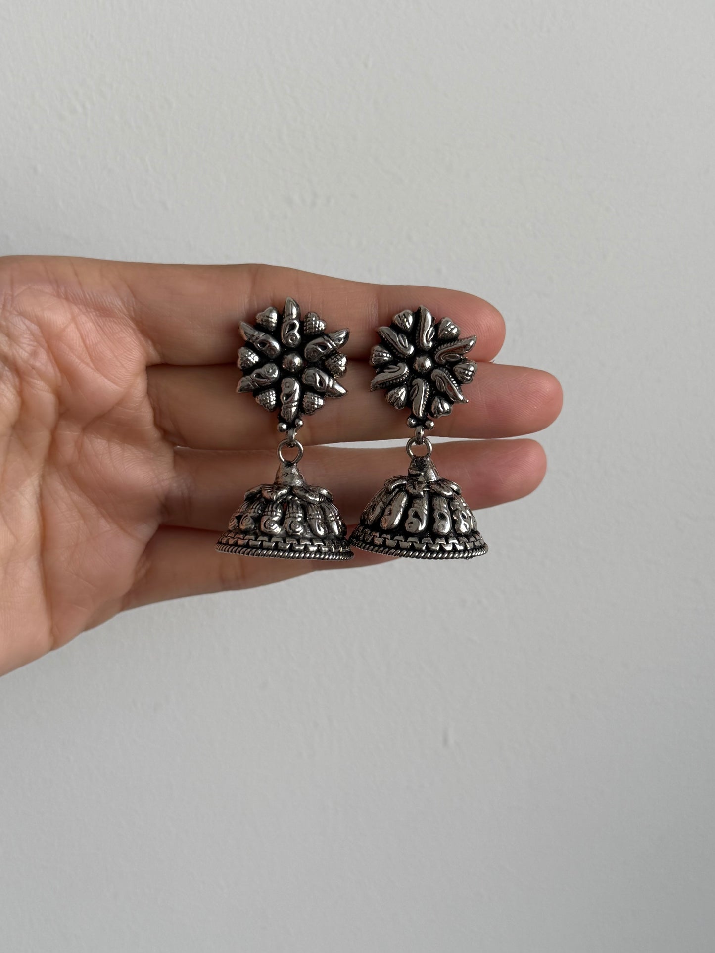 Classic Antique Silver Jhumke