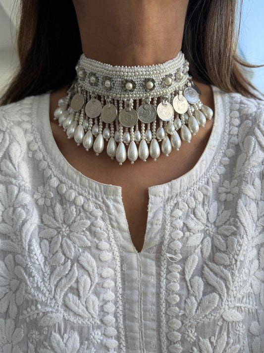 Zardoozi Pearl x Coin Choker