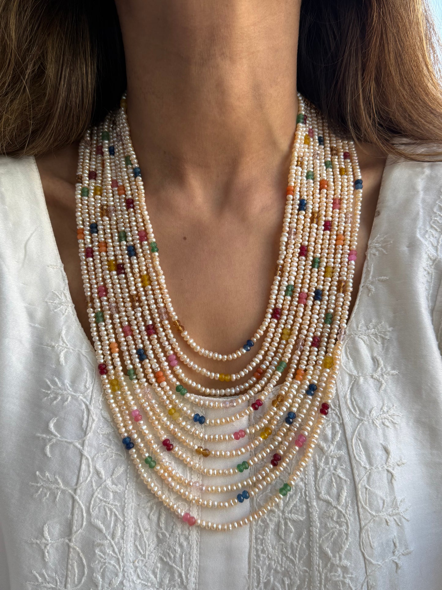 Gold Plated Real Fresh Water Pearl Mala