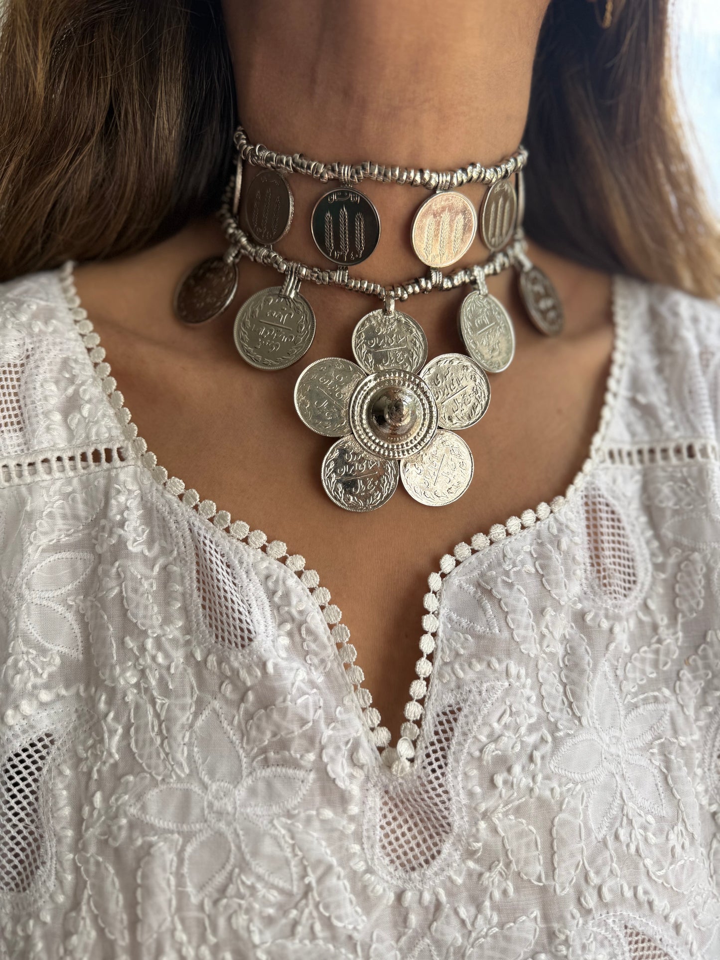Silver Plated Old Coin Choker