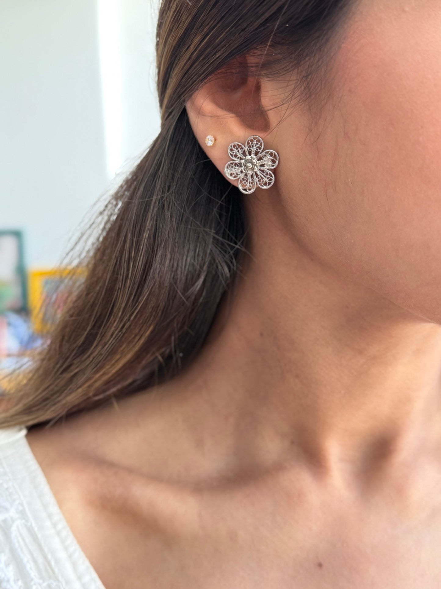 Silver Plated Filigree Studs