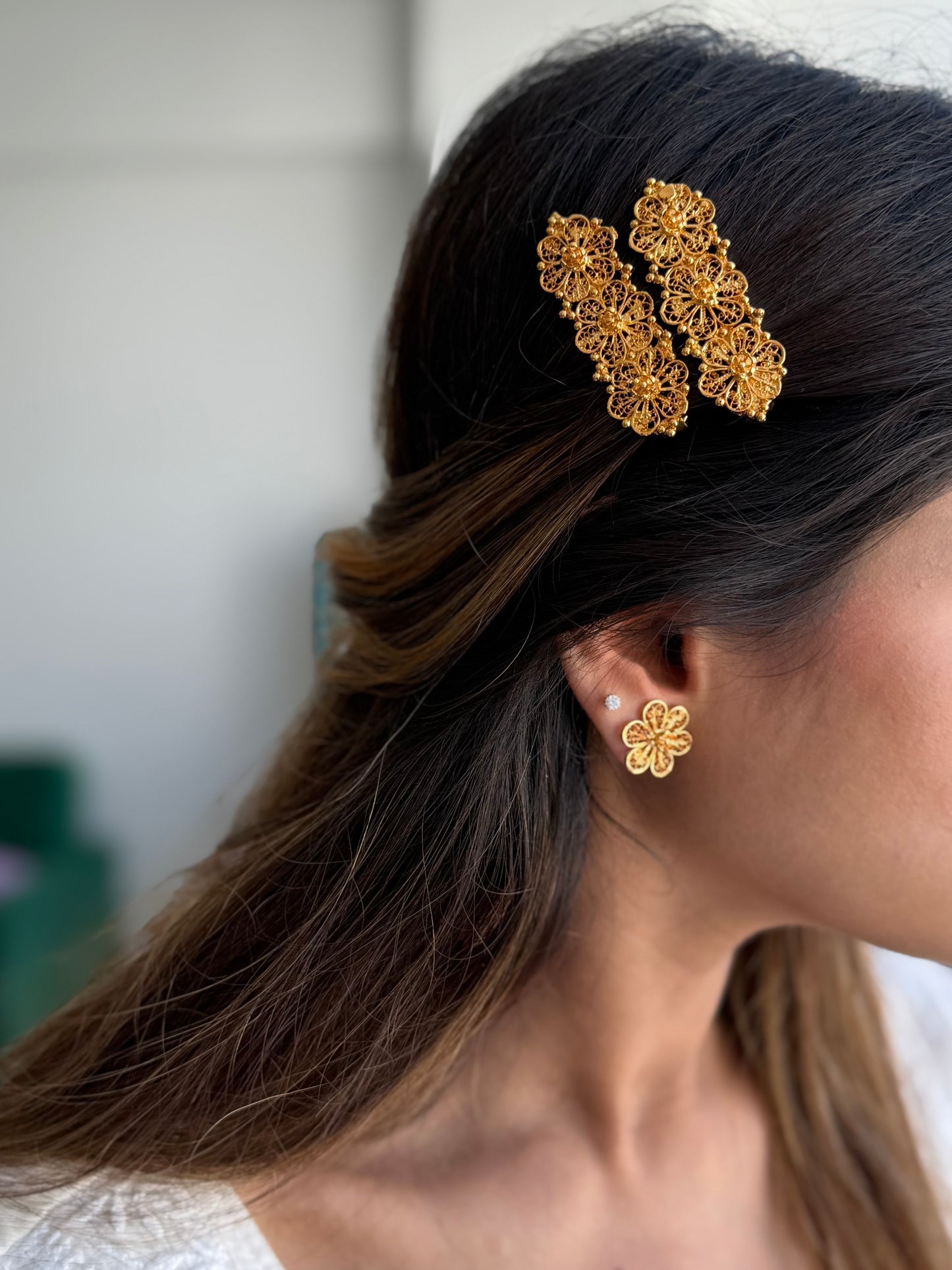 Gold Plated Filigree Hairclip (single piece)