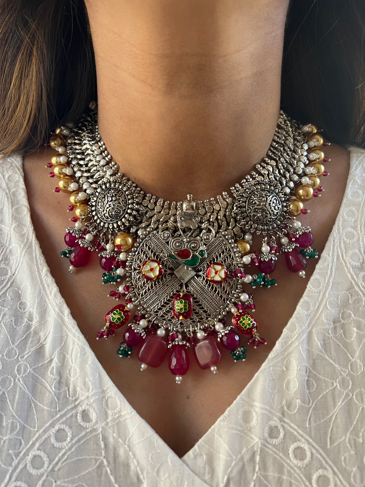 Handmade Meena Ruby Choker