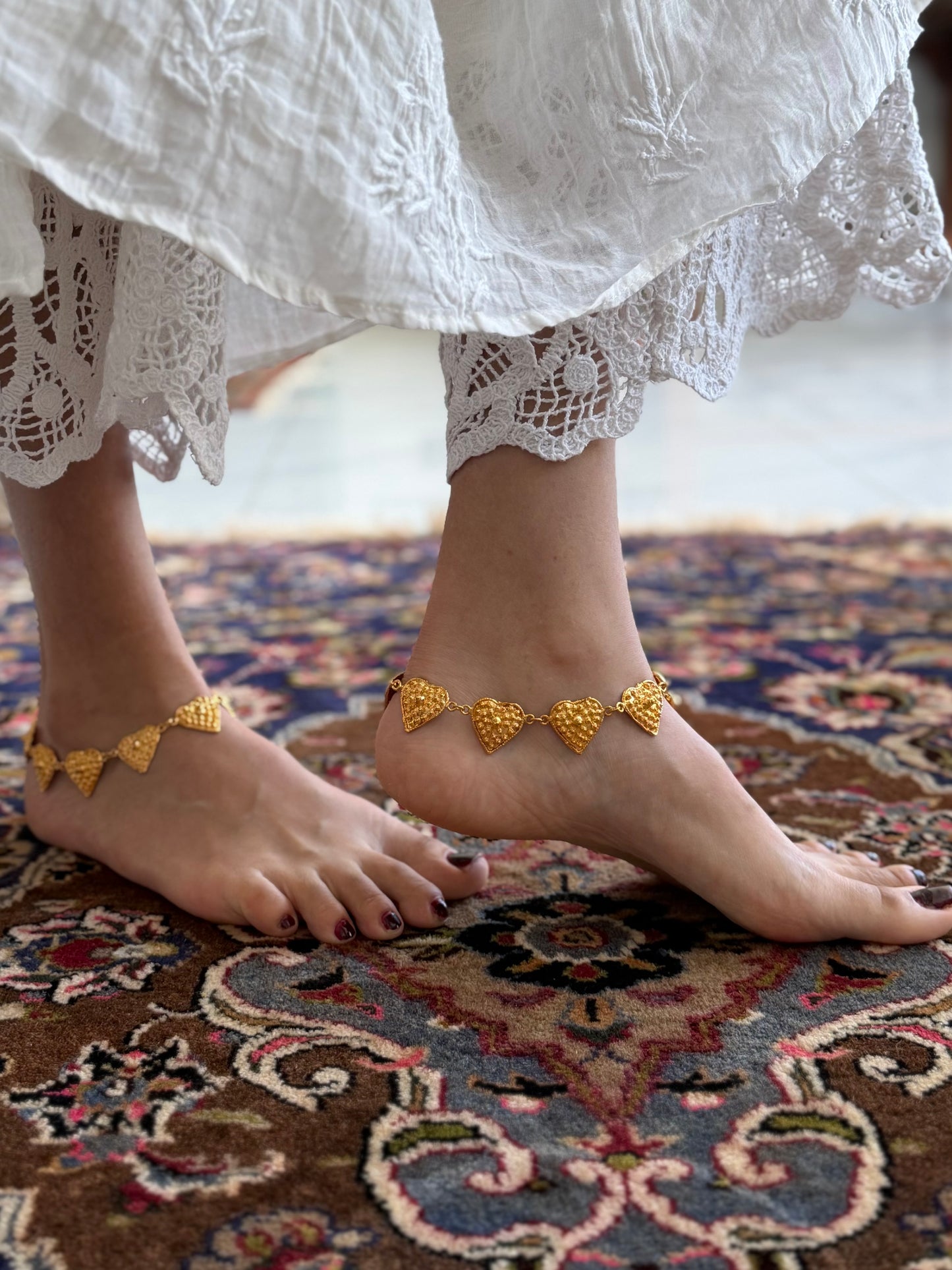 Gold Plated Pan Anklets