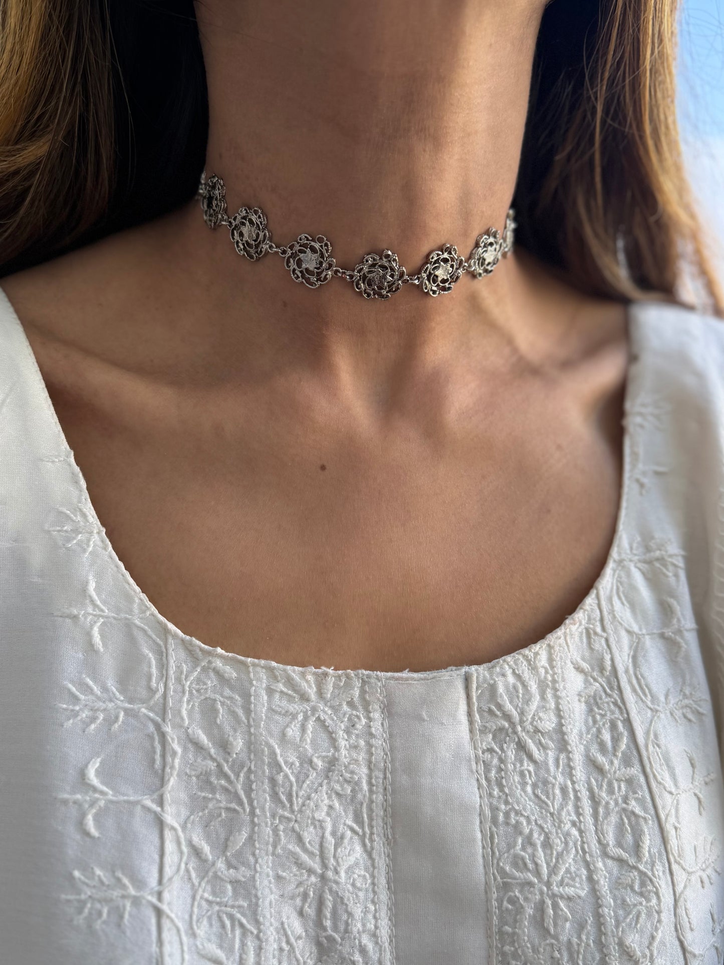 Minimalistic silver plated choker
